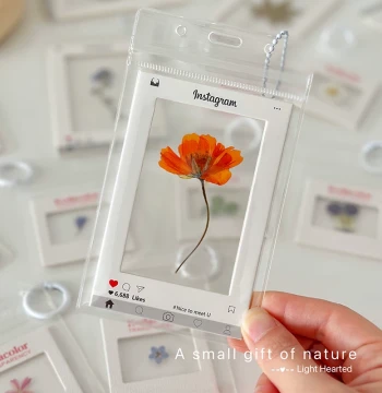 Fresh Lucky Clover, Four-Leaf Clover, Ginkgo Leaf, Cherry Blossom Plant Specimen Film Clip Pendant, Keychain, Commemorative Gift
