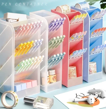 Transparent Slanted Pen Holder Desktop Storage Stand
