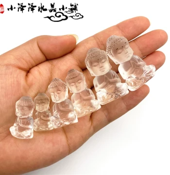 Natural White Crystal Smoky Quartz Rose Quartz Baby Buddha Carved Small Guanyin Maitreya Buddha Ornament Tea Table Ornament Decorative Accessory