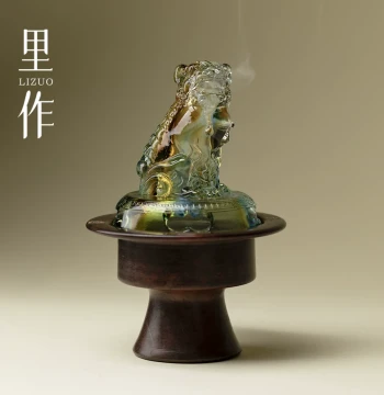 Lizuo Pure Copper High-Footed Glazed Lion Incense Burner Song Dynasty Style High-End Household Coil Incense Burner Agarwood Sandalwood Taoist Stove