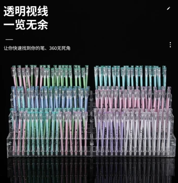 Acrylic Pen Holder Display Stand Tiered Rack Transparent Perforated for Click Ballpoint and Gel Pens