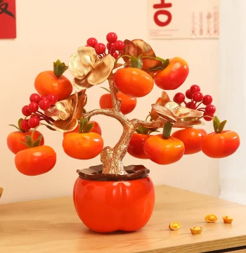 2026 Housewarming Celebration Decorations, Complete Set of Moving-In Gifts, Persimmon 'Everything Goes Well' Fortune Fruit Ornaments for Living Room Arrangement