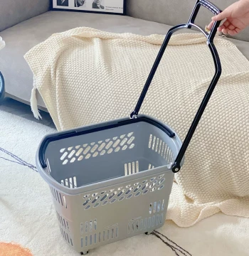 Supermarket Shopping Basket with Handle and Wheels Grocery Handheld Basket Snack Shopping Container Thickened Convenience Store Supermarket Basket
