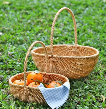 Kens Watermelon Gift Basket, Imitation Rattan Shopping Basket, Fruit and Strawberry Picking Basket for Outdoor Picnics