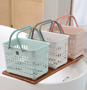 Ventilated Shower Caddy and Bath Basket - Plastic Handheld Bathroom Storage for Men's Toiletries and Bath Essentials
