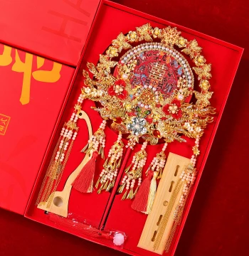 Round Fan for Bride, Premium Double-Sided Xiuhe Wedding Fan, Gift for Newlyweds, DIY Material Kit or Finished Product