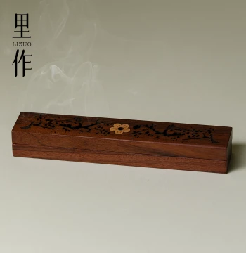 Lizuo New Chinese Style Stick Incense Burner, Rosewood Hollowed-Out Home Indoor Incense Box, Retro Incense Burner, Zen Incense Ceremony Stove