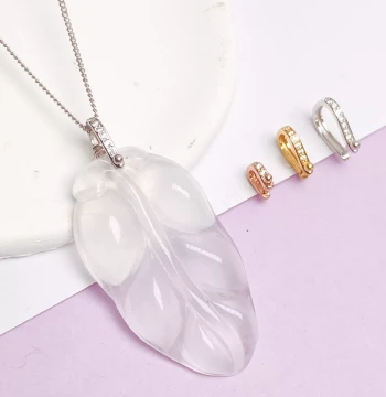 S925 Sterling Silver 18K Gold-Plated U-Shaped Clasp Pendant Bail, Jade Pendant Accessory, Multi-Use Adjustable Snap Clasp for Jade and Emerald