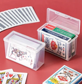 High-Transparency Plastic Playing Card Storage Box with Lid for Two Decks