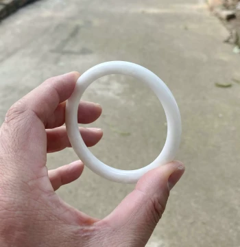 Authentic Xi'an Lantian Jade Bangle - Girls' Slim Round Bar Style, Terracotta Warrior Replica, Live Jade Beauty Bangle with Certificate