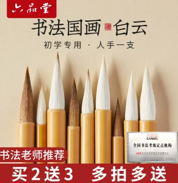 Liupintang Baiyun Brush Set for Beginners, Large/Medium/Small Goat Hair and Mixed Hair Wolf Hair Brushes, Professional Calligraphy and Chinese Painting Brushes for Adults and Students