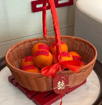 Wedding Engagement Fruit Basket Rattan Handheld Basket New House Gift Friend Housewarming Flower Basket Birthday Holiday Fruit Basket