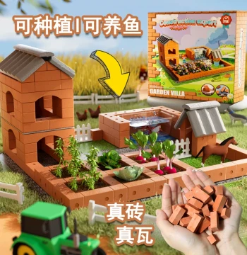 Children's DIY Mini Brick House Kit for June 1st: Real Bricks and Tiles Masonry Building Block Toy