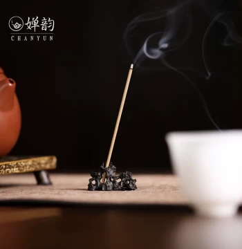 Chanyun Tibetan King Hall Cast Iron Taihu Stone Incense Stick Holder Incense Burner Base Tea Table Ornament Incense Ceremony Accessory