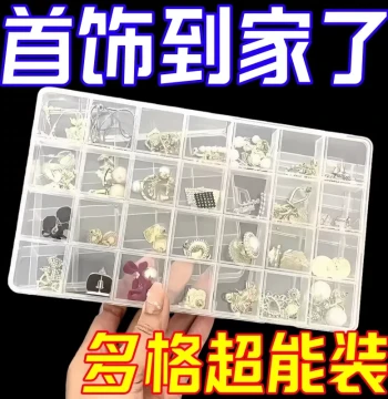 Clearance: Transparent Multi-Compartment Nail Art Jewelry Box, Earring and Stud Organizer, Grid Storage for Necklaces and Accessories