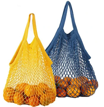 Daily Storage Mesh Bag Net Pouch Solid Color Fresh Casual Short Hanging Wall-Mounted Shopping Grocery Bag Bathroom Kitchen Organizer