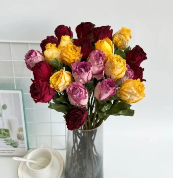 Rose Dried Flower Bouquet Real Flowers Air-Dried Instagram Popular Frame Flower Materials Vintage Style Home Decor Flower Arrangement DIY Handmade Flowers
