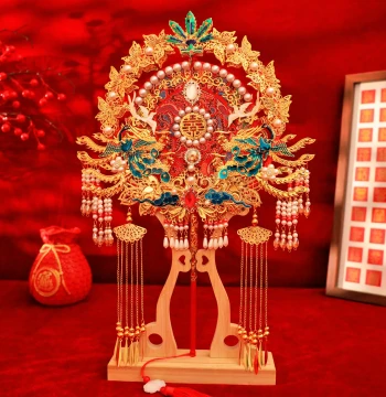 Round Fan DIY Material Kit for Brides - Premium Double-Sided Xiuhe Wedding Fan for Handmade Finished Wedding Products