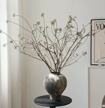 Small White Fruit Sapium Seeds Natural Tree Branch Dried Flower Bouquet, Wabi-Sabi Style Vase Arrangement, Premium Real Flower Decor