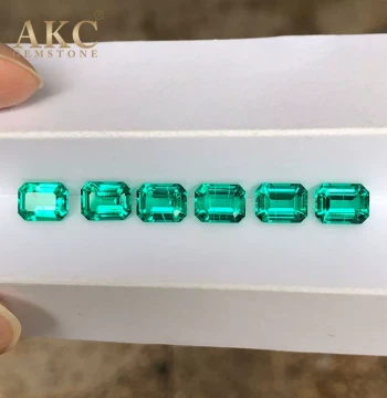 Hydrothermally Grown Emerald Loose Stones with Cotton Inclusions Full Specifications Wuzhou Synthetic Gemstone Source Manufacturer Wholesale