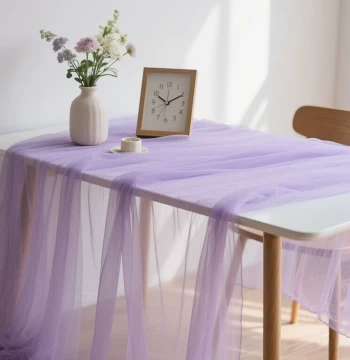 Purple Mesh Fabric Wedding Celebration Purple Birthday Dessert Table Cloth Photo Backdrop Atmosphere Decorative Drapery