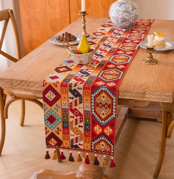 Ethnic Style Table Runner Bohemian Moroccan Style Dining Table Cloth Coffee Table TV Cabinet Sideboard Shoe Cabinet Decorative Cover Cloth