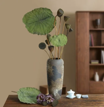 Lotus Pod & Flower Dried Bouquet: Premium Natural Air-Dried Lotus Leaves for Living Room Decor, New Chinese Zen Style Arrangement