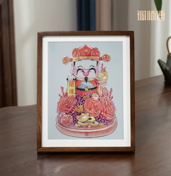 Tong Master Hand-Engraved Copper Sculpture Painting 'God of Wealth Arrives (Desktop)', Decorative Art for Study and Office
