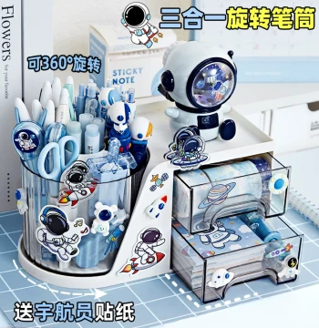 Pen Holder Rotating Astronaut Design Large Capacity