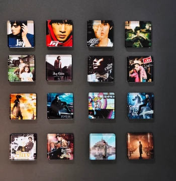 Jay Chou Magnetic Fridge Stickers Crystal Glass Full Set 16 Album Covers Sun Child Concert Merchandise