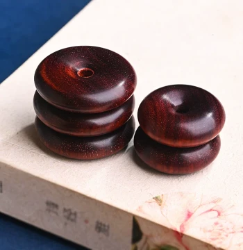 Zambian Small Leaf Red Sandalwood Peace Buckle Pendant Sweater Chain, Wooden Necklace Phone Chain DIY Accessory Parts