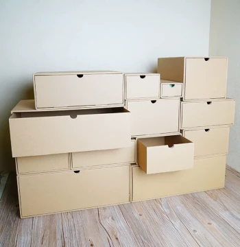 Kraft Paper Storage Box with Drawers, Pull-Out Organizer for Shoes and Clothes