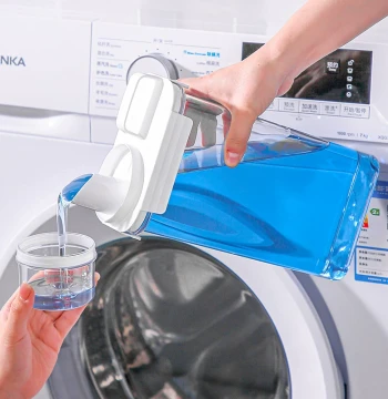 Laundry Detergent Dispenser Bottle: Large Capacity Transparent Empty Bottle with Quantitative Container, Home Laundry Powder Storage Box
