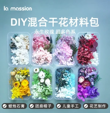 Assorted Dried Flower Box DIY Handmade Candle Plaster Real Flowers Air-Dried Hydrangea Preserved Flowers Multi-Color Event Material Kit