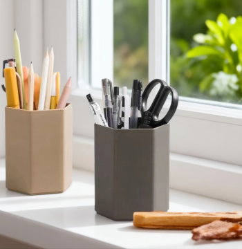 Hexagonal Pen Holder Solid Color Minimalist PP Material Desktop Storage