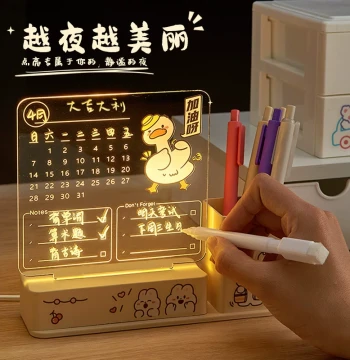 Multifunctional Calendar Pen Holder with Night Light, Perfect Birthday or Graduation Gift for Girls, Boys, and Students