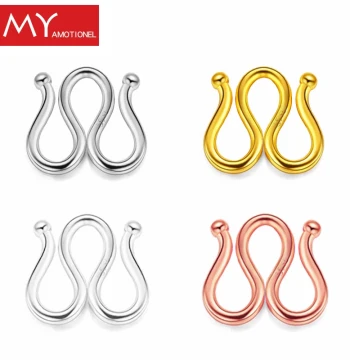 Complete Set S925 Sterling Silver M-Clasp Necklace Connector, Bracelet Clasp, DIY Bracelet Hook and Ring (W-Clasp)