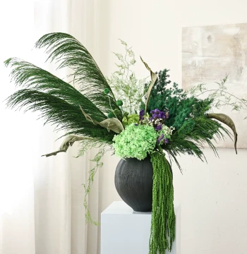 Green Preserved Flower Reed Dried Flower Bouquet, Premium Natural Air-Dried Real Flowers for Scene Arrangement, Ethereal Style