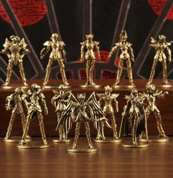 Brass Twelve Constellations Gold Saint Seiya Figurine: Anime Character Cartoon Model Desktop Decoration, Copper Ornament