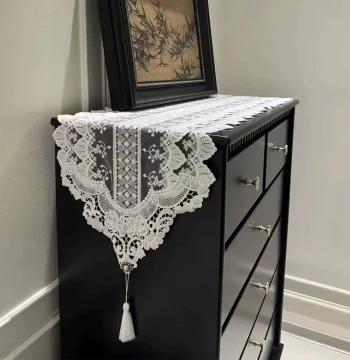 European Light Luxury White Lace Five-Drawer Cabinet Shoe Cabinet Dresser Dust Cover Fabric TV Cabinet Coffee Table Dining Table Table Runner