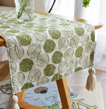 Japanese Fresh Style Table Runner Sideboard Cover Cloth Embroidered Tea Table Flag Rectangular Shoe Cabinet Chest TV Cabinet Cover Fabric