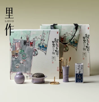 Lizuo High-End Jun Kiln Purple Incense Ceremony Set, Incense Burner and Burning Kit, Incense Seal Tools, Aromatherapy Furnace Gift Box Set