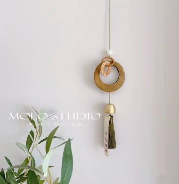 Mulo 'Tranquility' Ancient Style Zen Wooden Wind Chime, New Chinese Wall Decor Hanging Ornament with Pure Copper Bells