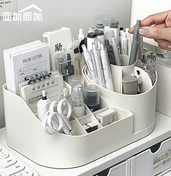 Pen Holder 2-in-1 Rotating Desktop Organizer Large Capacity