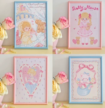 Girl's Revival Day Original Poster Wall Art - Simple & Cute Bedroom Decor for Soft Girl Style, Tabletop Display, Trendy Shop Decoration Painting