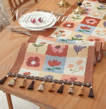 Light Luxury Table Runner Dopamine Chest Cover Cloth Coffee Table Cover Retro Long Tablecloth Fabric TV Cabinet Shoe Cabinet Decor