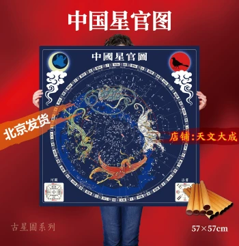 Chinese Star Official Map Ancient Star Chart Three Enclosures and Twenty-Eight Mansions Astrology Four Symbols Constellation Map Zhou Yi Jing Decorative Art