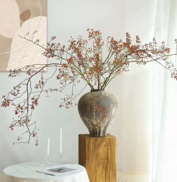 Shan Guilai Natural Dried Flower Bouquet, Living Room Display, Wabi-Sabi Style Floral Arrangement with Dried Branches, Decorative Ornament