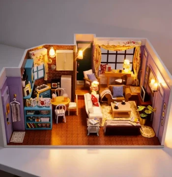 Modern Minimalist Nordic Style Lil Haven DIY Monica Model House, Handcrafted Miniature Scene Cottage