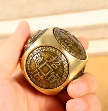 TikTok Viral Brass Six-Sided Rotating Money Handheld Ornament, Lucky Spin Decor for Entryway, Living Room, Office Desk, Gift Item